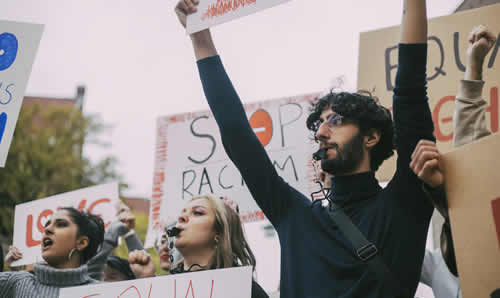 protestors at a demonstration