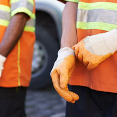 Man wearing work gloves